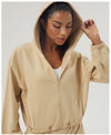 Lightweight Hooded Jacket with Pockets for Women in Beige