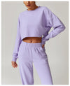 Women's Back Cut-Out Cropped Sweatshirt - Soft Lounge Collection in Lavender