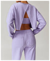 Women's Back Cut-Out Cropped Sweatshirt - Soft Lounge Collection in Lavender