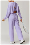 Comfy Wide-Leg High-Waisted Sweatpants for Women in Lavender