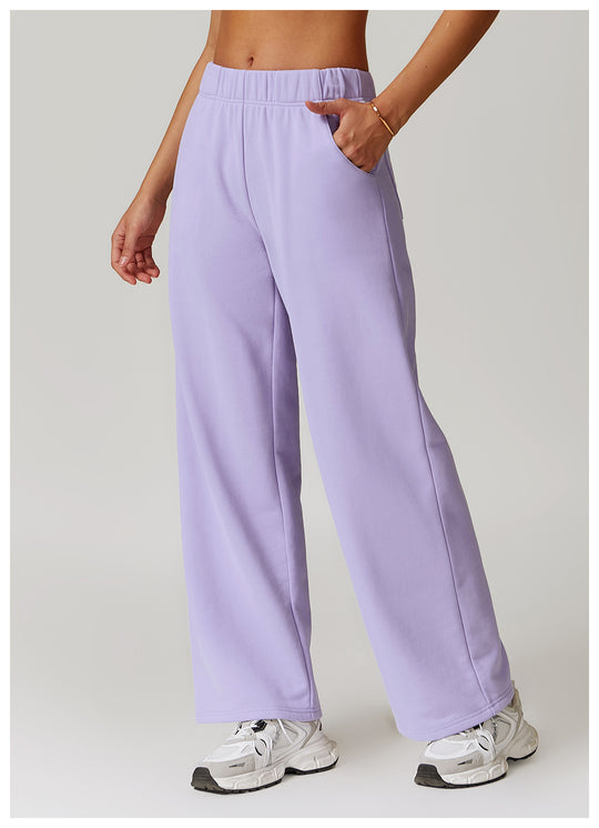 Comfy Wide-Leg High-Waisted Sweatpants for Women in Lavender