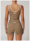 Contrast Trim Racerback Tank Top - Sleek Activewear in Dark Beige