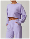 Women's Back Cut-Out Cropped Sweatshirt - Soft Lounge Collection in Lavender