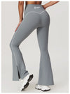 Seamless Stretch-Fit Bell-Bottom Yoga Pants in Grey