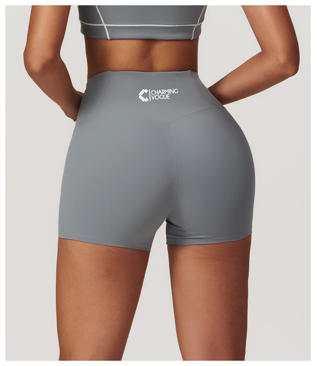 High-Waisted Seamless Biker Shorts in Grey