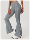 Seamless Stretch-Fit Bell-Bottom Yoga Pants in Grey