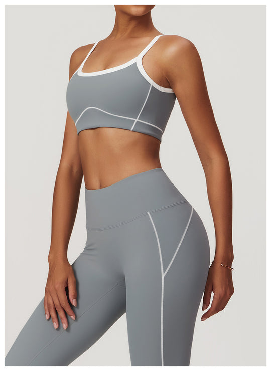 Activewear Padded Sports Bra with Stitch in Grey