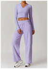 Relaxed Fit V-Neck Cropped Top Wear - Everyday Casual in Lavender