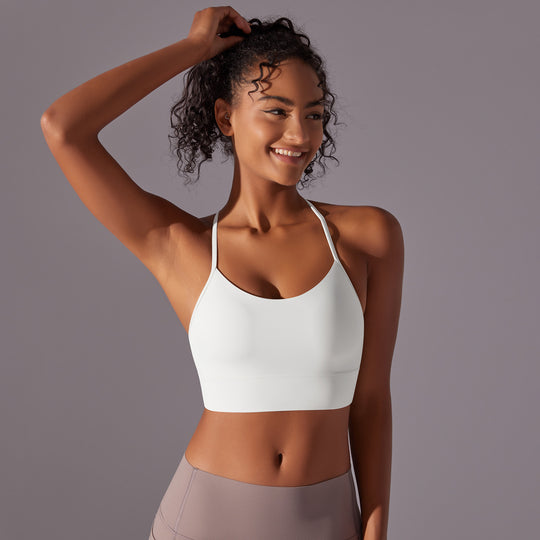 Cross-Strap Lightweight High-Impact Sports Bra in White