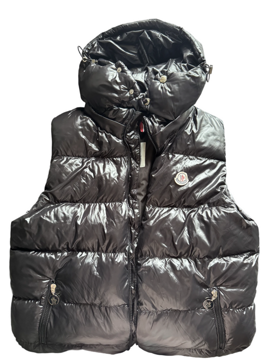 Moncler Men's Black Puffer Vest with Detachable Hood - Lightweight & Warm