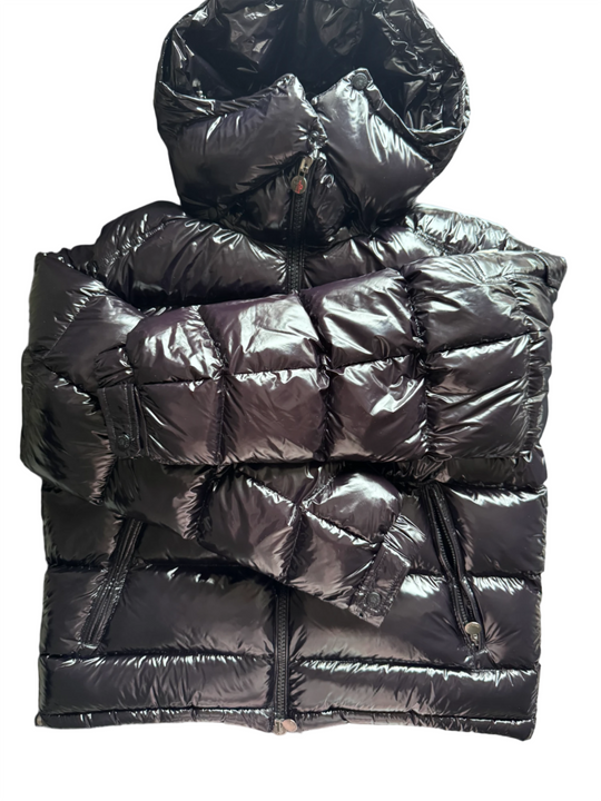 Moncler Shiny Puffer Jacket with Hood – Sleek Black