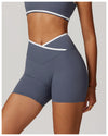 Activewear Crossover Waist Biker Shorts for Women in Dark Grey