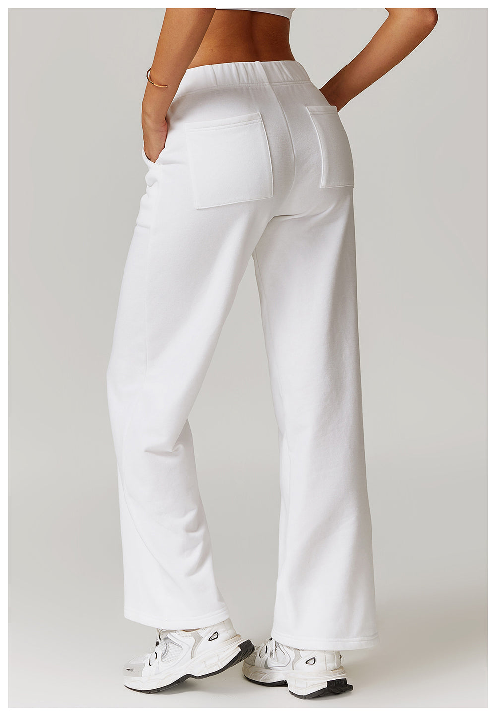 Comfy Wide-Leg High-Waisted Sweatpants for Women in White