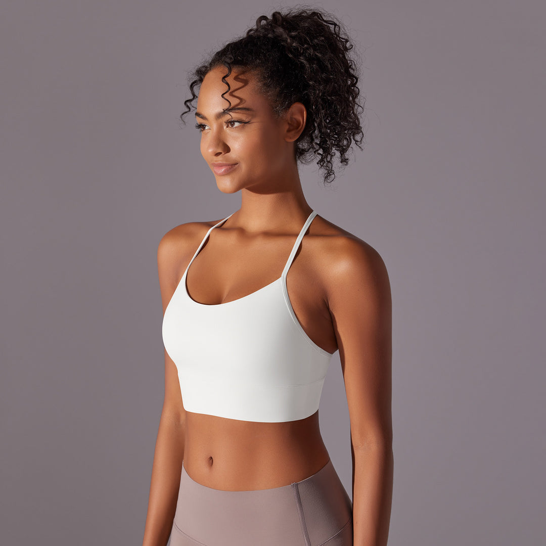 Cross-Strap Lightweight High-Impact Sports Bra in White