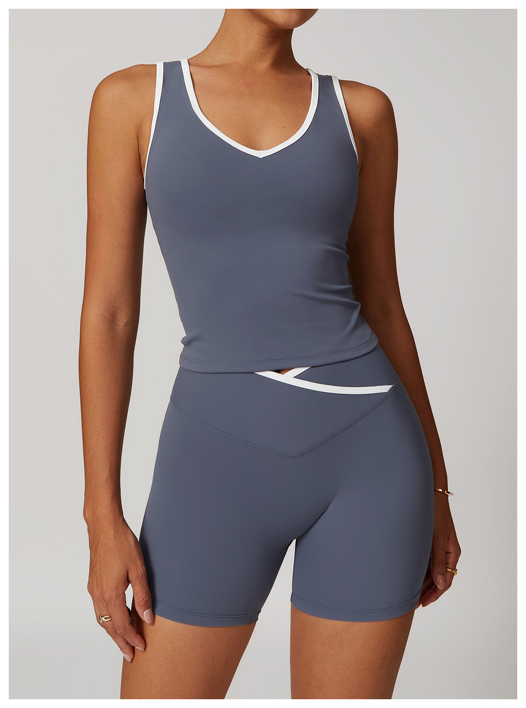 Contrast Trim Racerback Tank Top - Sleek Activewear in Dark Grey