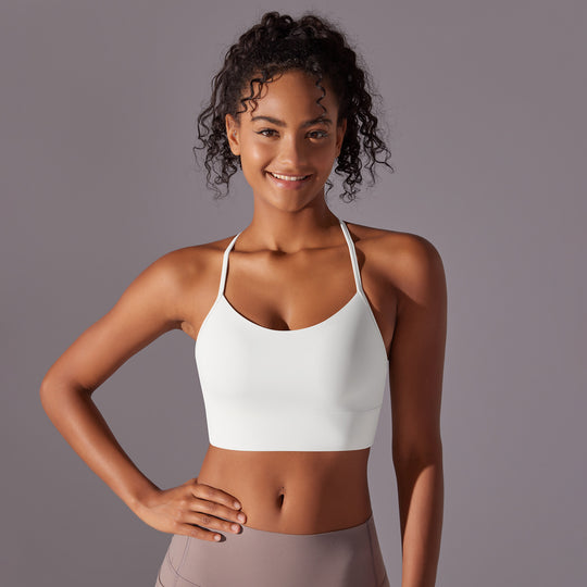 Cross-Strap Lightweight High-Impact Sports Bra in White