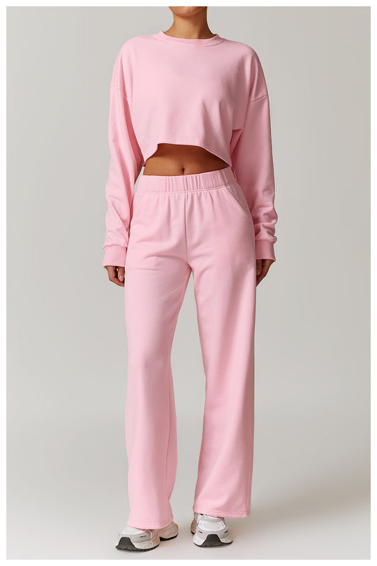 Comfy Wide-Leg High-Waisted Sweatpants for Women in Pink