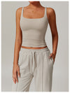 Stretch Fit Activewear Sports Tank Top in Light Beige