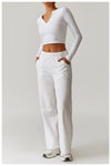 Relaxed Fit V-Neck Cropped Top Wear - Everyday Casual in White