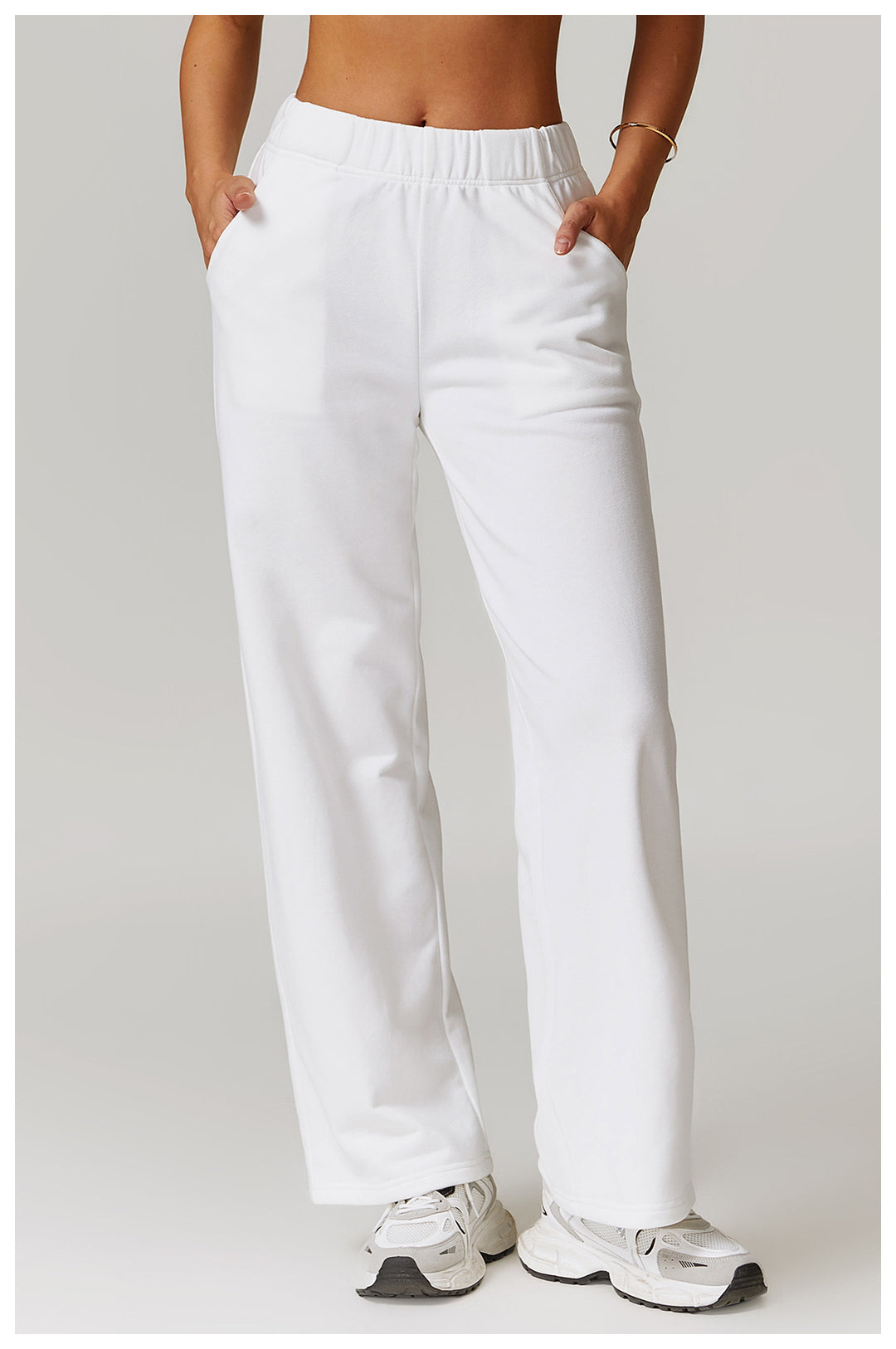 Comfy Wide-Leg High-Waisted Sweatpants for Women in White