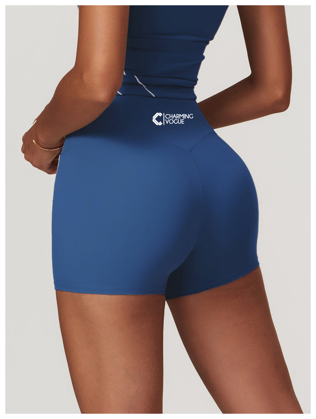 High-Waisted Seamless Biker Shorts in Blue