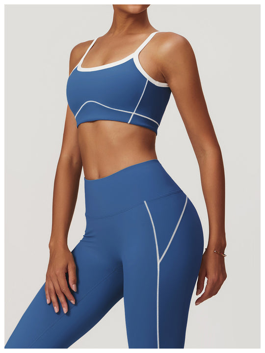 Activewear Padded Sports Bra with Stitch in Blue