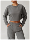 Women's Back Cut-Out Cropped Sweatshirt - Soft Lounge Collection in Grey