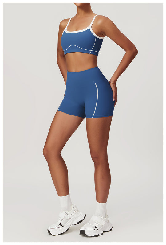 Activewear Padded Sports Bra with Stitch in Blue