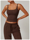 Stretch Fit Activewear Sports Tank Top in Dark Brown