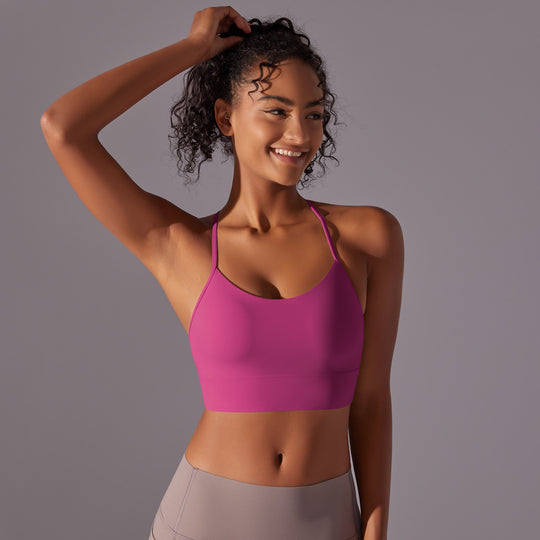 Cross-Strap Lightweight High-Impact Sports Bra in Pink