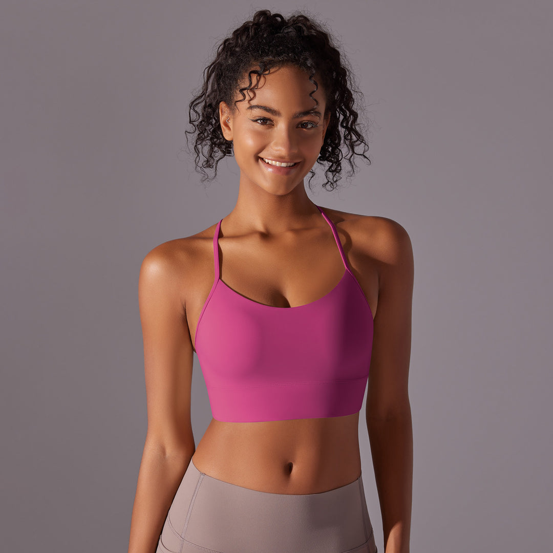 Cross-Strap Lightweight High-Impact Sports Bra in Pink