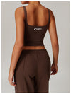 Stretch Fit Activewear Sports Tank Top in Dark Brown