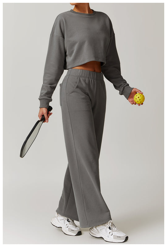 Comfy Wide-Leg High-Waisted Sweatpants for Women in Grey