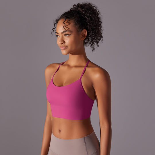 Cross-Strap Lightweight High-Impact Sports Bra in Pink