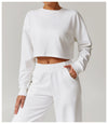 Women's Back Cut-Out Cropped Sweatshirt - Soft Lounge Collection in White