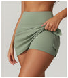 High-Waisted Mini Workout Skirt with Side Slit - Sporty & Stylish in Olive Green