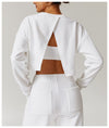 Women's Back Cut-Out Cropped Sweatshirt - Soft Lounge Collection in White