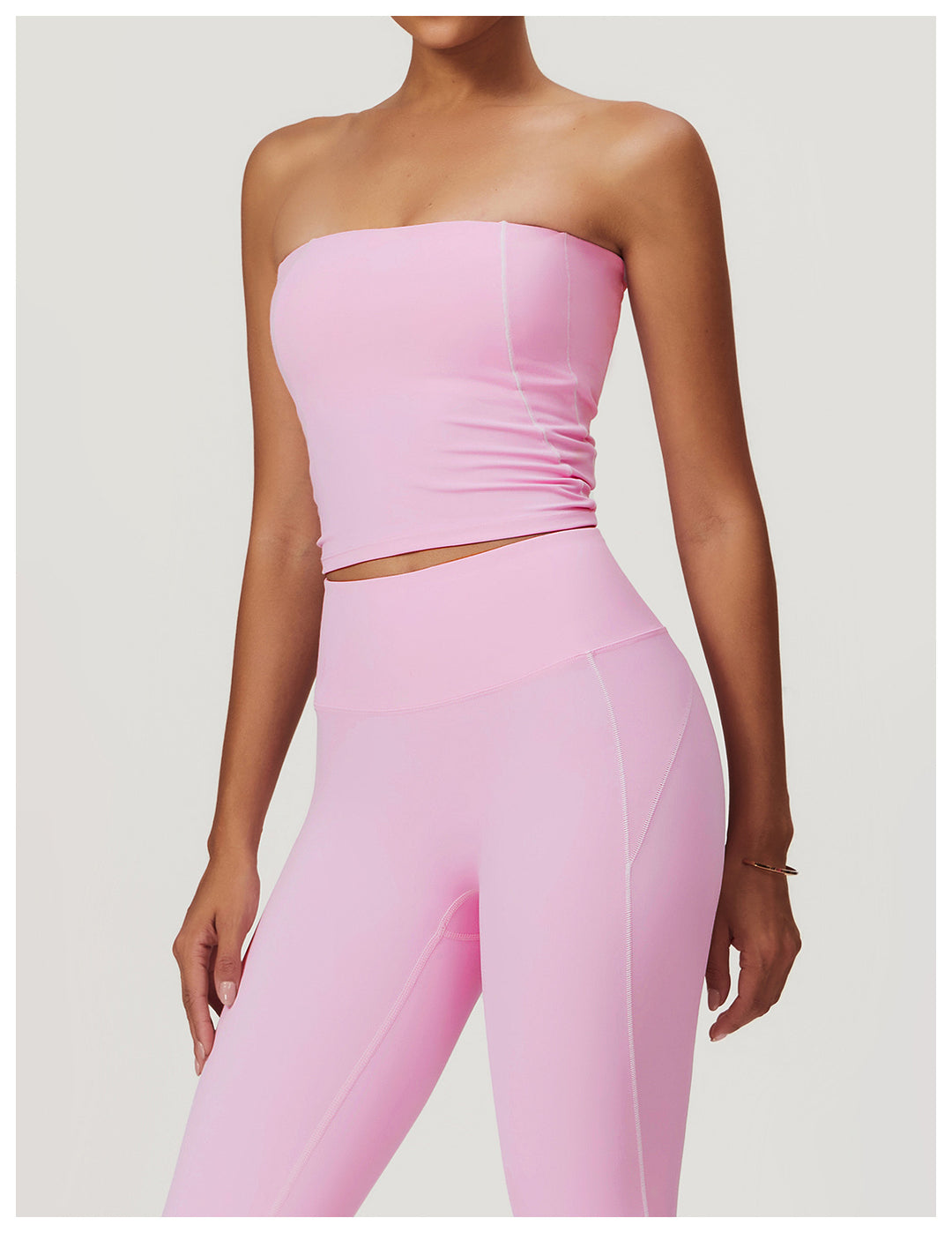 Compression Fit Bandeau Sports Top in Pink