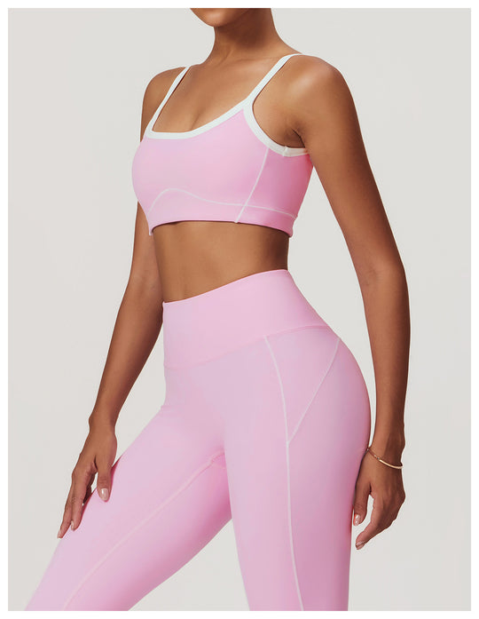 Activewear Padded Sports Bra with Stitch in Pink