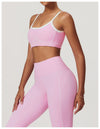 Activewear Padded Sports Bra with Stitch in Pink