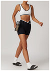 High-Impact Sports Bra - Racerback with Contrast Trim in White