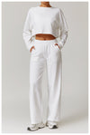 Comfy Wide-Leg High-Waisted Sweatpants for Women in White