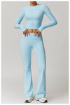 Seamless Flare Leg Workout Pant in Light Blue