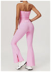 Seamless Stretch-Fit Bell-Bottom Yoga Pants in Pink