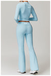 Seamless Flare Leg Workout Pant in Light Blue