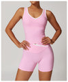 Contrast Trim Racerback Tank Top - Sleek Activewear in Pink