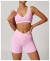 High-Impact Sports Bra - Racerback with Contrast Trim in Pink