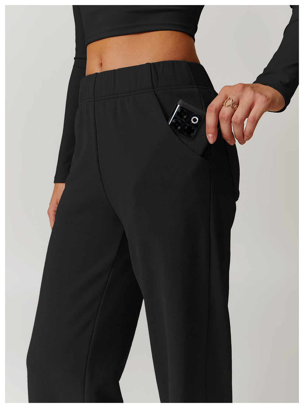 Comfy Wide-Leg High-Waisted Sweatpants for Women in Black