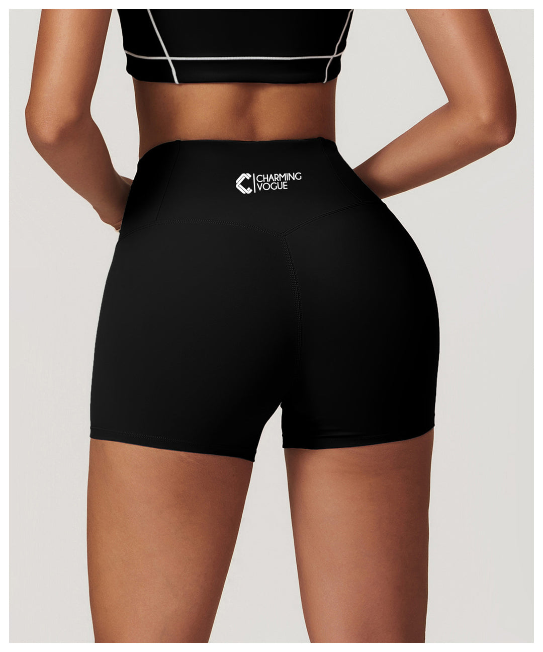 High-Waisted Seamless Biker Shorts in Black