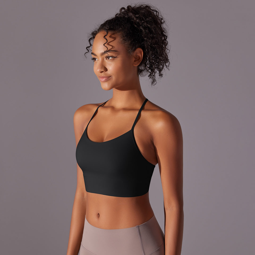 Cross-Strap Lightweight High-Impact Sports Bra in Black